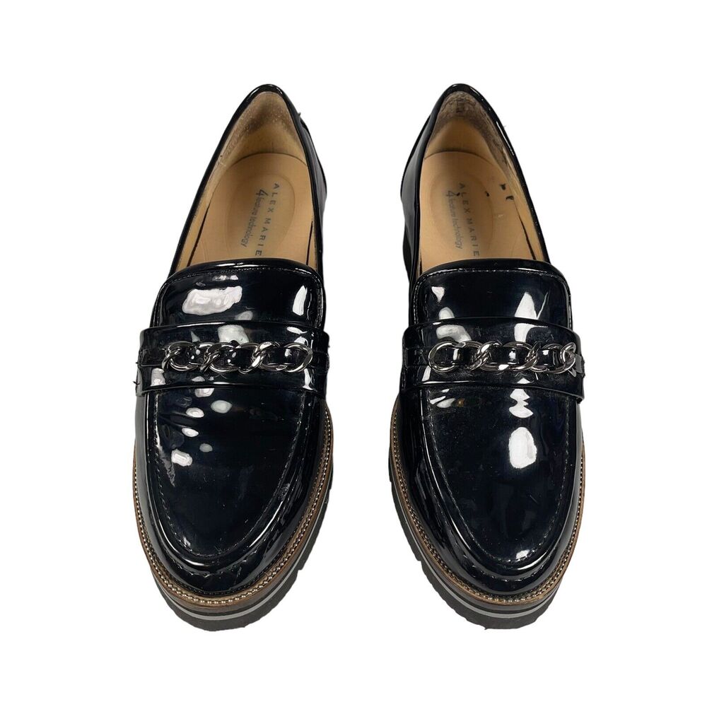 Alex Marie PLATFORM LOAFERS Size 9 Womens Chain Goth Black Patent Grensley Shoes - Picture 11 of 11